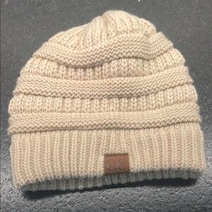 C.C Cream Knit Beanie Hat with soft inner